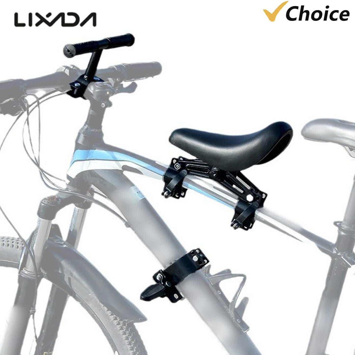 Front-mounted kids bike seat fitted to a bike