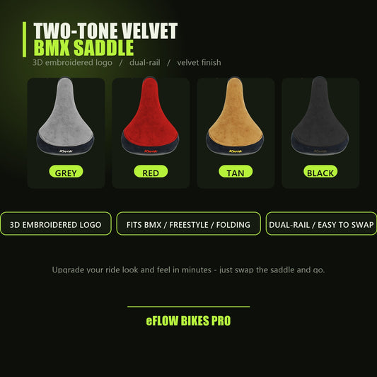 eFlow two-tone velvet BMX saddle - colour range