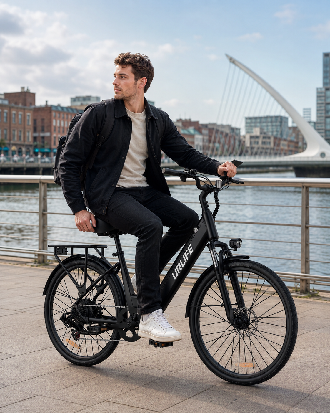 URLIFE E26 commuting in Dublin by the Liffey
