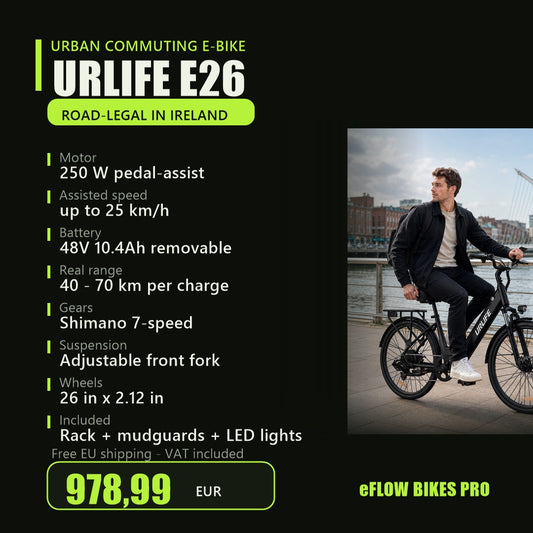 URLIFE E26 specifications - 250W road-legal, 40-70km range